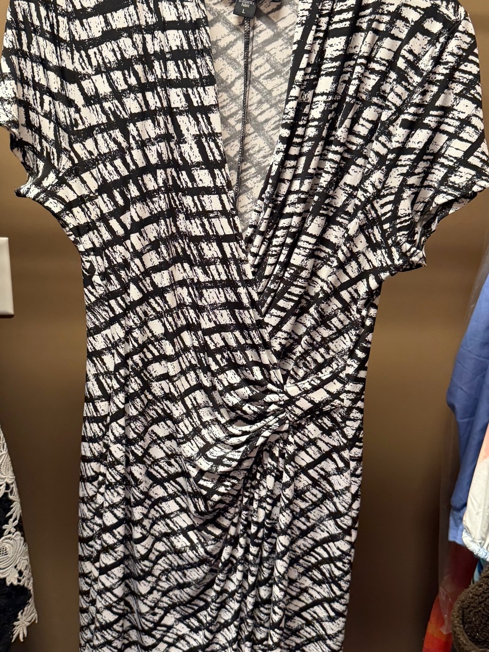 Karen Kane Black and White Printed Wrap Dress